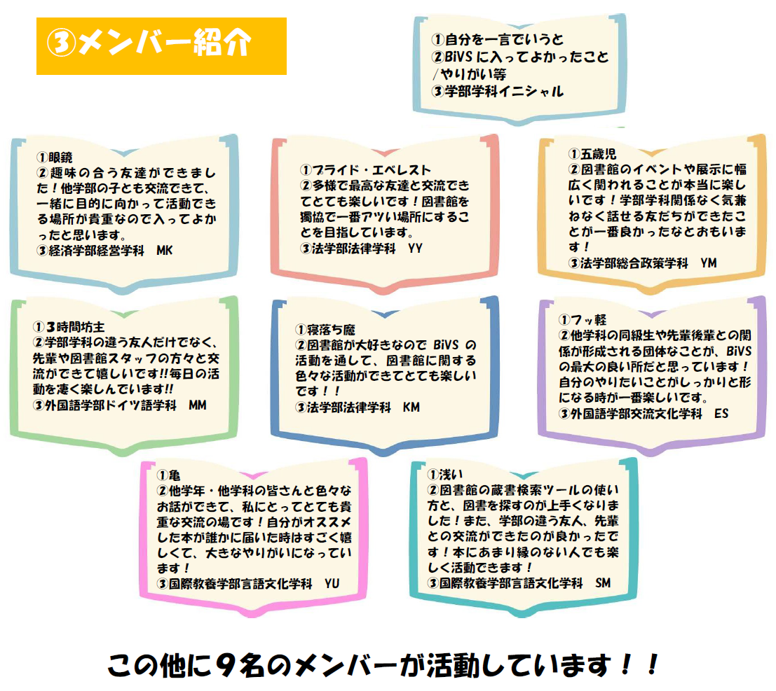 メンバー紹介。現在は17名で活動しています。